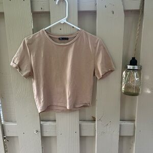 Zara nude crop tee